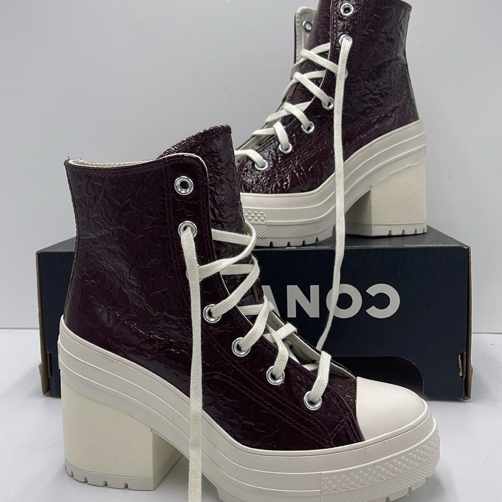Converse WMNS High-Top Heeled Platform Sneakers CHUCK 70 DE LUXE HEEL HI BOOTS - Picture 13 of 16
